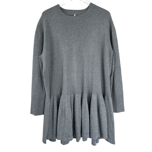Free People Time On My Side Mini Sweater Dress Size Medium Grey - Picture 1 of 5